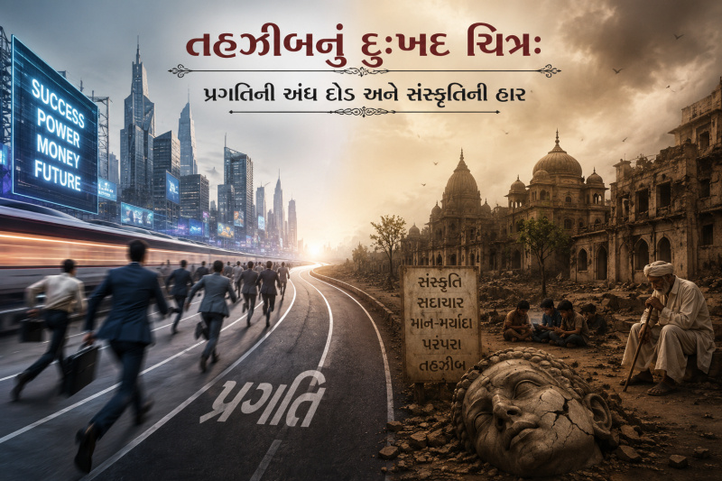 તહઝીબનું દુ:ખદ ચિત્ર: પ્રગતિની અંધ દોડ અને સંસ્કૃતિની હાર