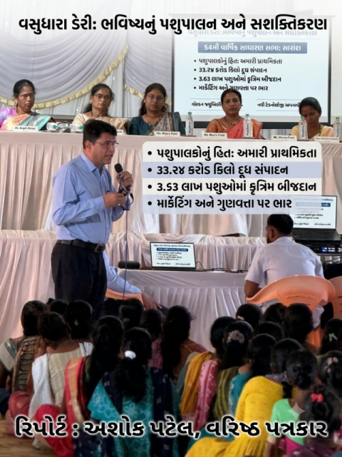 વસુધારા ડેરીની 54મી વાર્ષિક સાધારણ સભા: દૂધ સંપાદન, માર્કેટિંગ અને સભાસદોના હિત અંગે મહત્વના નિર્ણયો