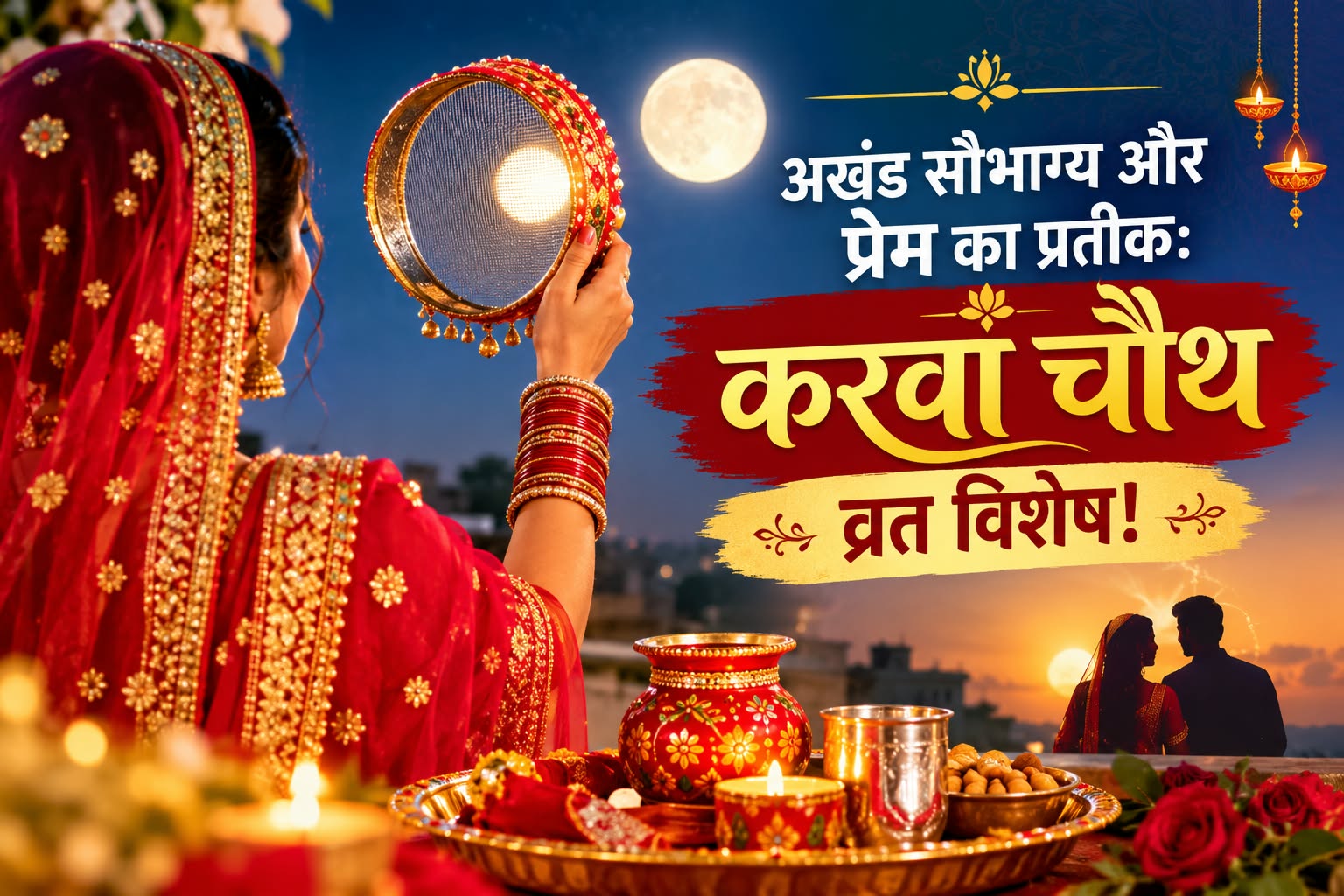 🌕 अखंड सौभाग्य और प्रेम का प्रतीक: करवा चौथ व्रत विशेष!